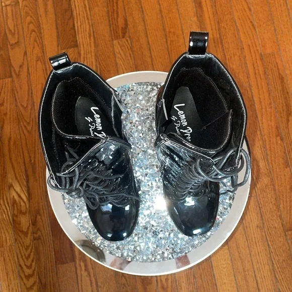 Hedy Lemon drop by privileged lace up patent glossy black chunky platform boots - Picture 8 of 16
